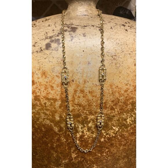 Camrose Kross JBK Gold and Rhinestone Paper Clip Necklace - Picture 7 of 9